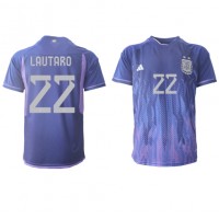 Camisa de Futebol Argentina Lautaro Martinez #22 Equipamento Secundário Mundo 2022 Manga Curta